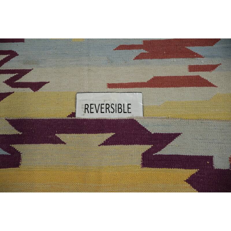 Hand Woven Oriental 100% Wool Carpet Southwestern Modern Multi-Colored Kilim Area Rug - 10' 1'' X 8' 2''
