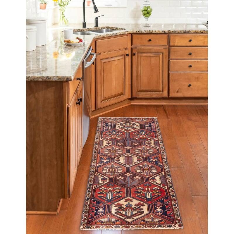 ECARPETGALLERY Hand-knotted Kayseri Vintage Red Wool Rug - 3'5 x 9'5