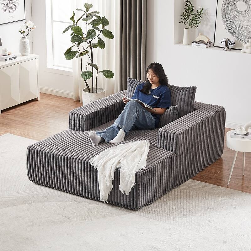 75 Inch Corduroy Sponge Sofa Lounge Chair