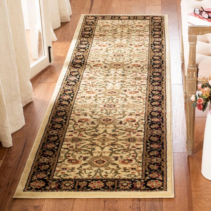 SAFAVIEH Lyndhurst Ambrogina Traditional Area Rug - 2'3" x 18' Runner - Ivory/Black