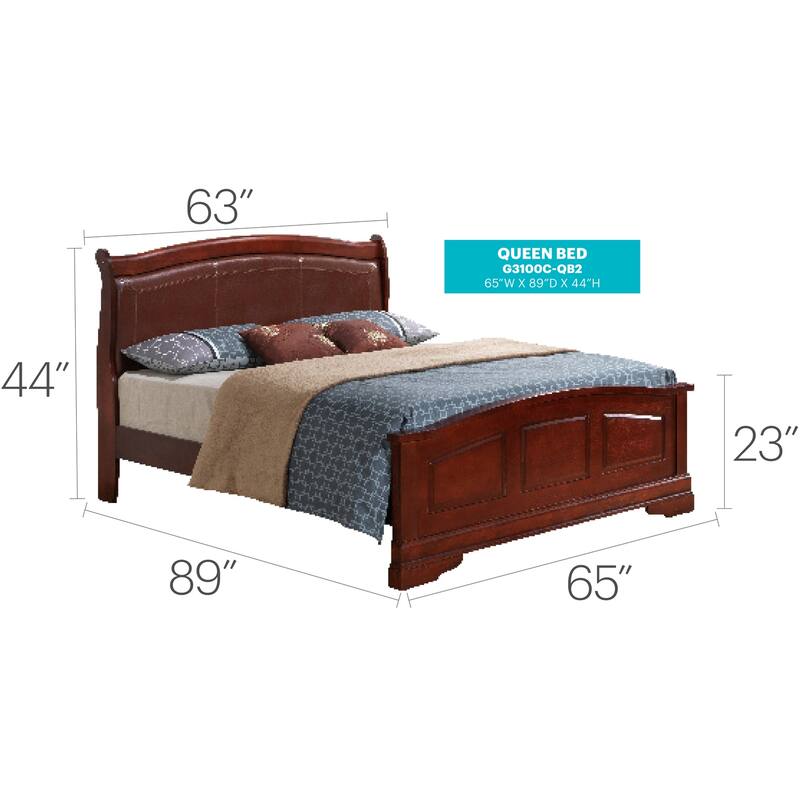 Cherry Queen Bed with Timeless Finish, Spacious Frame and Sturdy Build for Elegant Master Bedrooms or Guest Retreats
