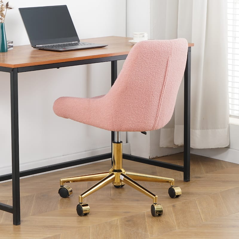 Modern teddy fleece fabric with legs dining chair, lift adjustment, free movement convenient, space saving. (set of 1)