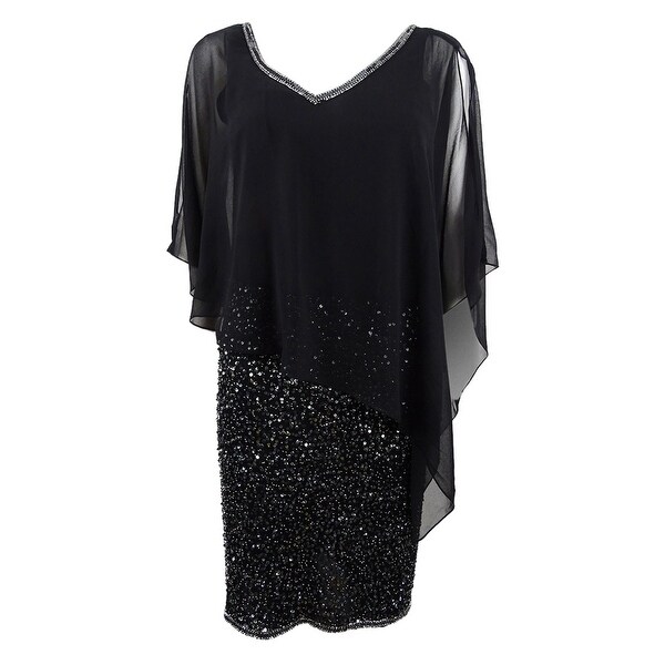 J Kara Women's Embellished Capelet Dress. Opens flyout.