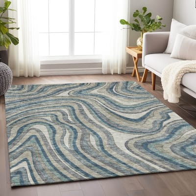 Premium Washable Super Soft Modern Waves Mayfield Rug