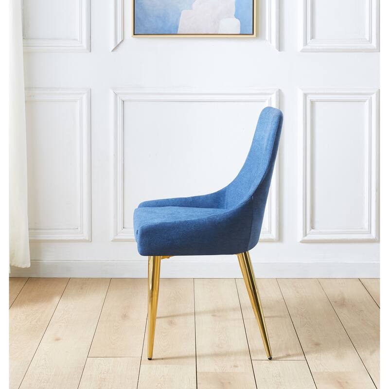 Set of 2 Classical Upholstered Accent Dining Chairs with Steel Legs