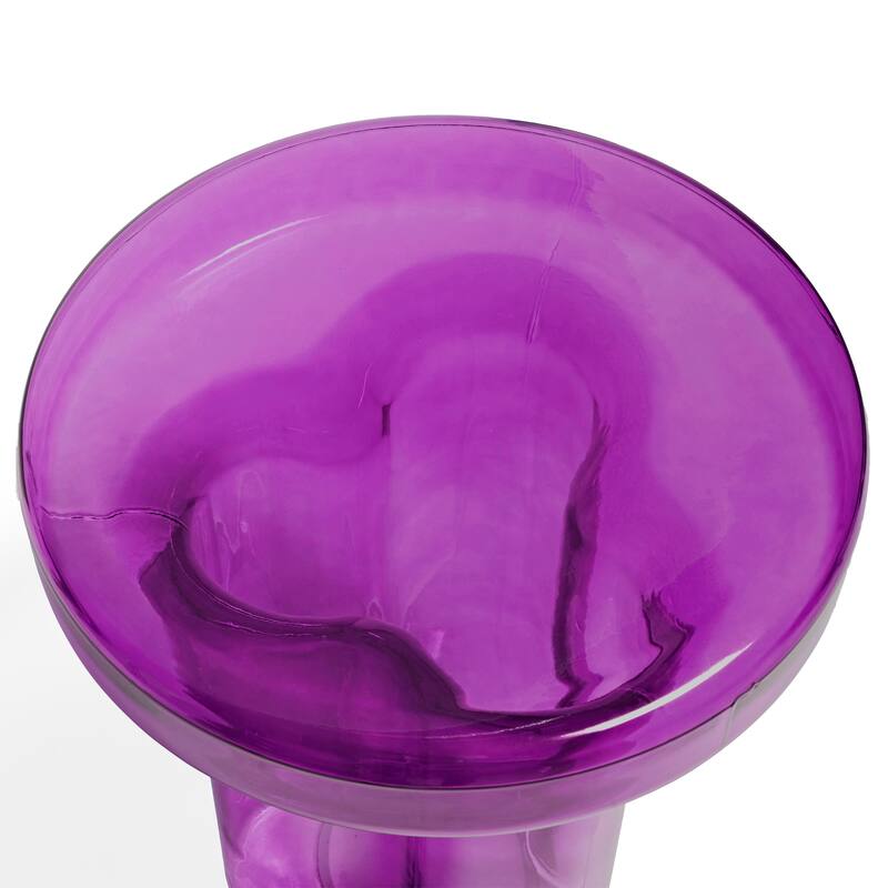 Modern Artistic Flower Glass Round Coffee Table Side Table