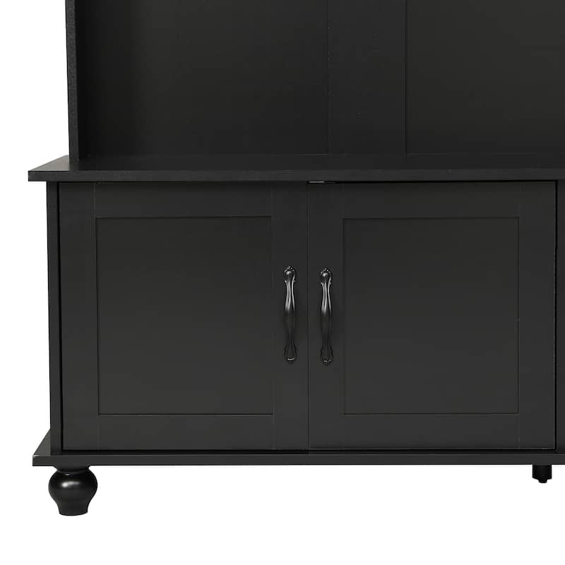 80.30"H Hall Tree with Storage Cabinet, Entryway Coat Rack with 2 Large Drawers and 5 Coat Hooks, Widen Mudroom Bench