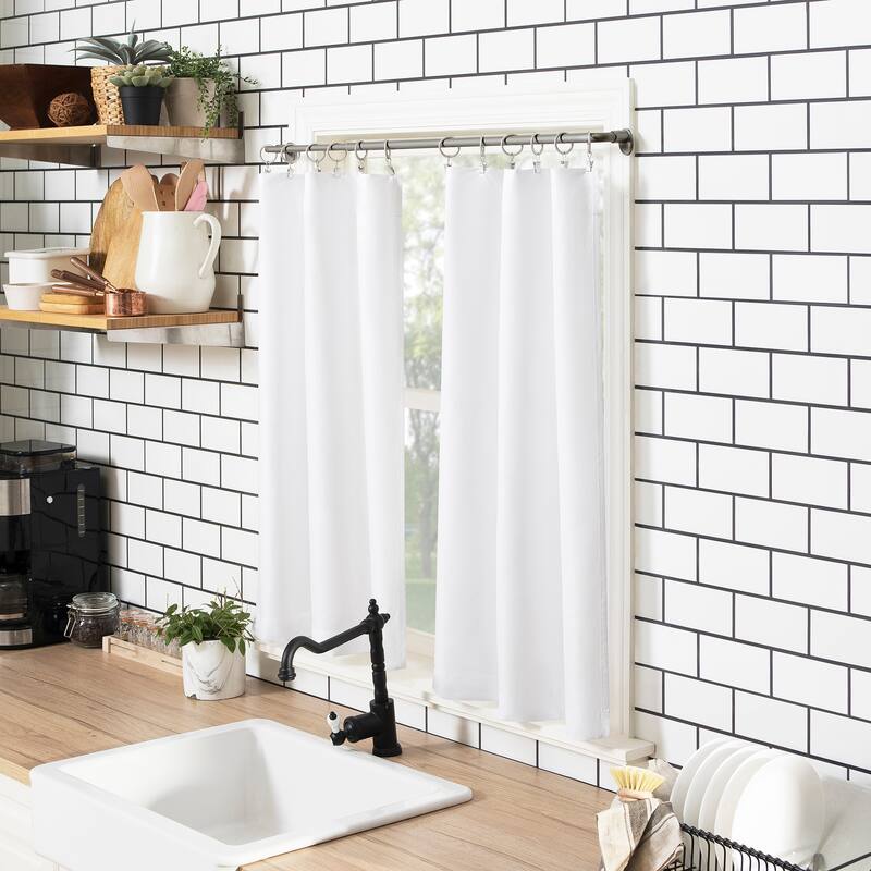 No. 918 Martine Microfiber Semi-Sheer Rod Pocket Kitchen Curtain Valance and Tiers Set