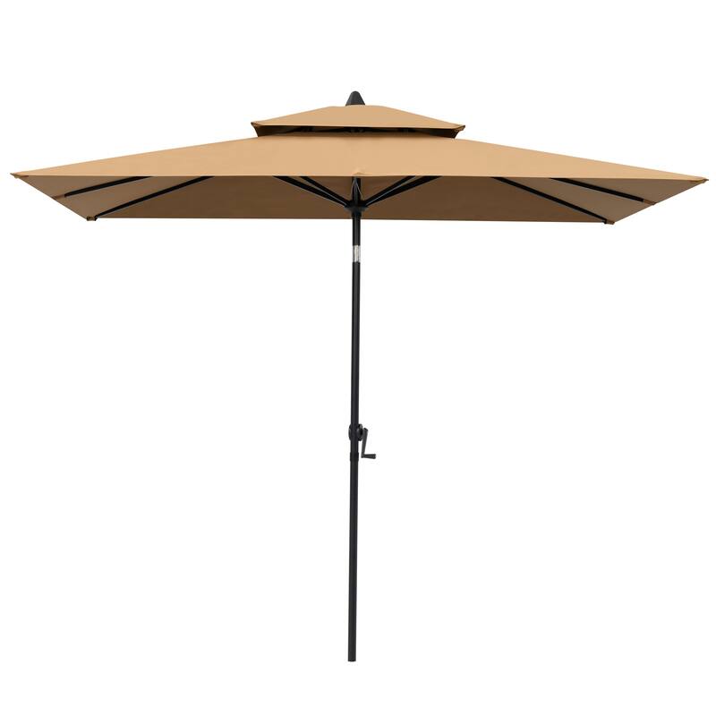 Pellebant 10 x 6.5 Ft Market Umbrella with Double Top, Base Not Included