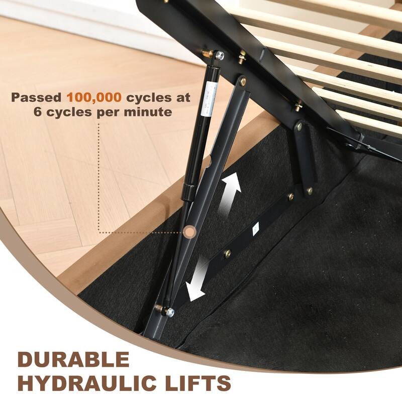 Full Size Lift-Up Storage Bed, White