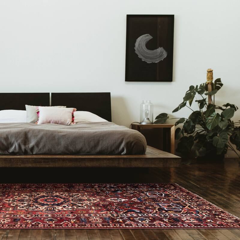 ECARPETGALLERY Hand-knotted Kayseri Vintage Dark Red Wool Rug - 5'6 x 10'2