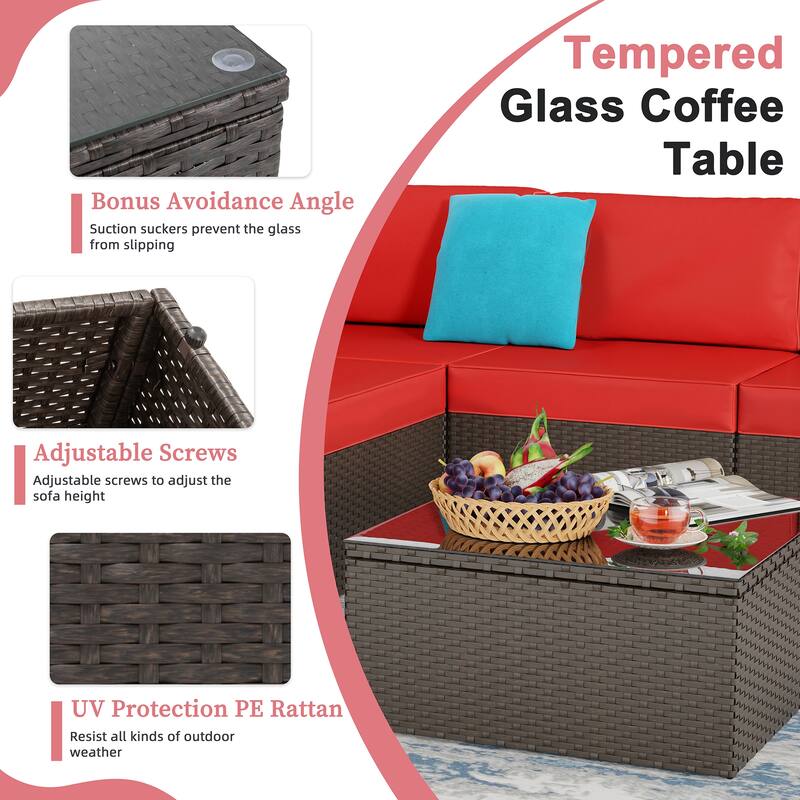 Futzca 6 Piece Patio Furniture Conversation Set with Pillow