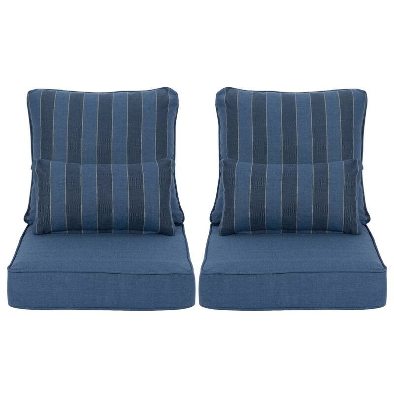 Aoodor 24'' x 24'' Outdoor Deep Seat Chair Cushion Set with Sponge Foam (Set of 2 Seats, 2 Backs, 2 Pillows) - 24"x24"