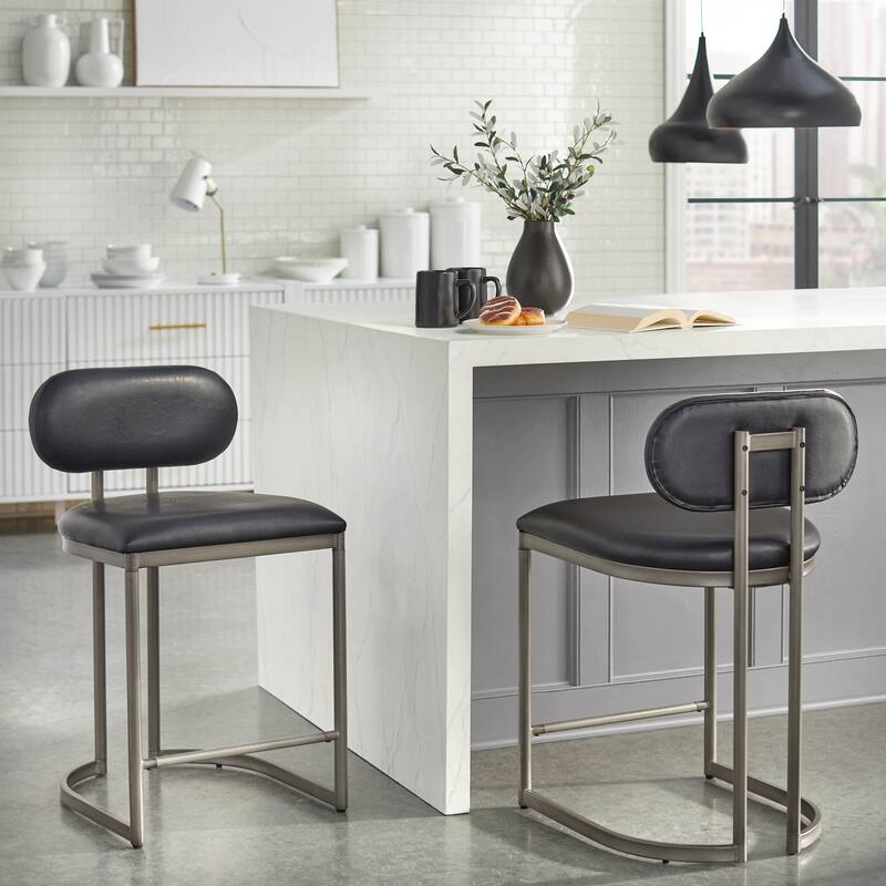 angelo:HOME Perry 24-Inch Metal Counter Stools (Set of 2) - Set of 2 - Black