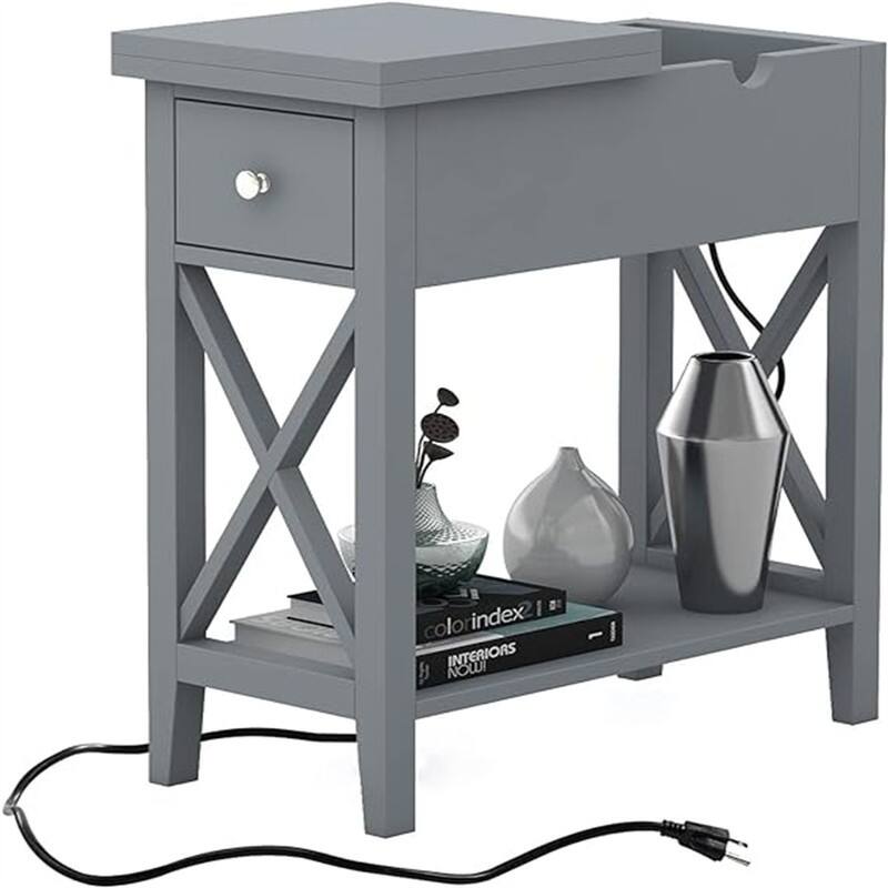 End Table with Flip Top and Charging Station