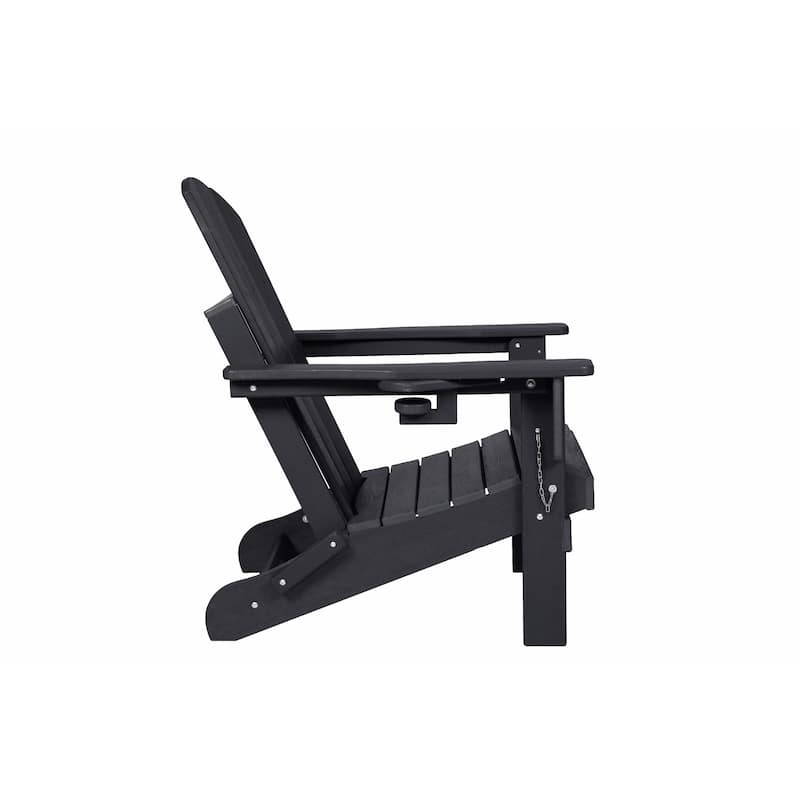 Weather-Resistant Adirondack Chair with Cup Holder & Folding Design