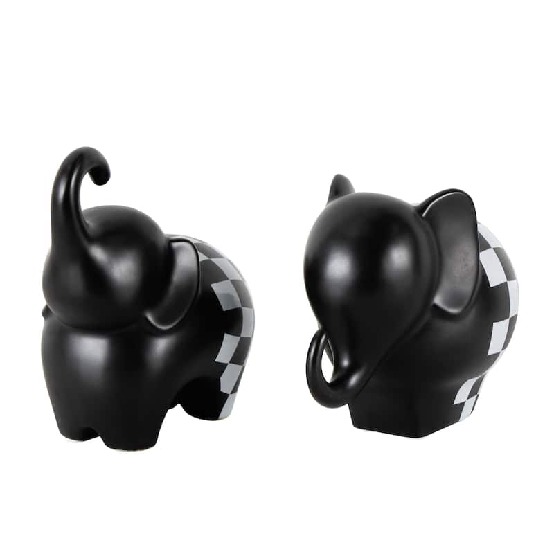 The Novogratz Gold, Silver, Black, White or Multi Colored Porcelain Ceramic Elephant Decorative Sculpture (Set of 2)
