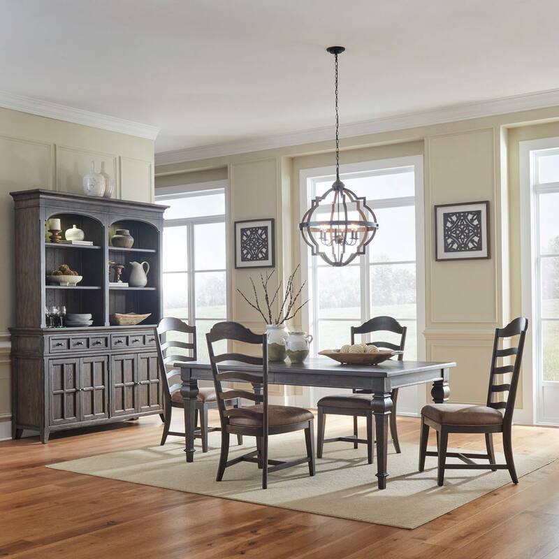 Paradise Valley Saddle Brown Rectangular Table Set