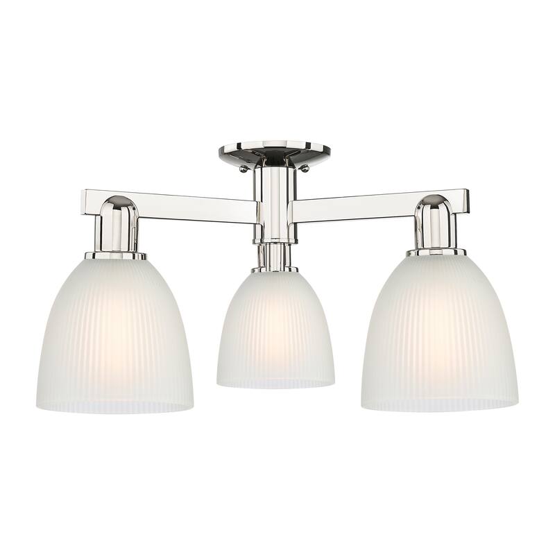 Innovations Lighting Endless Possibilities Arcadia - Castile - 3 Light 24" Semi-Flush Mount - Polished Nickel/White