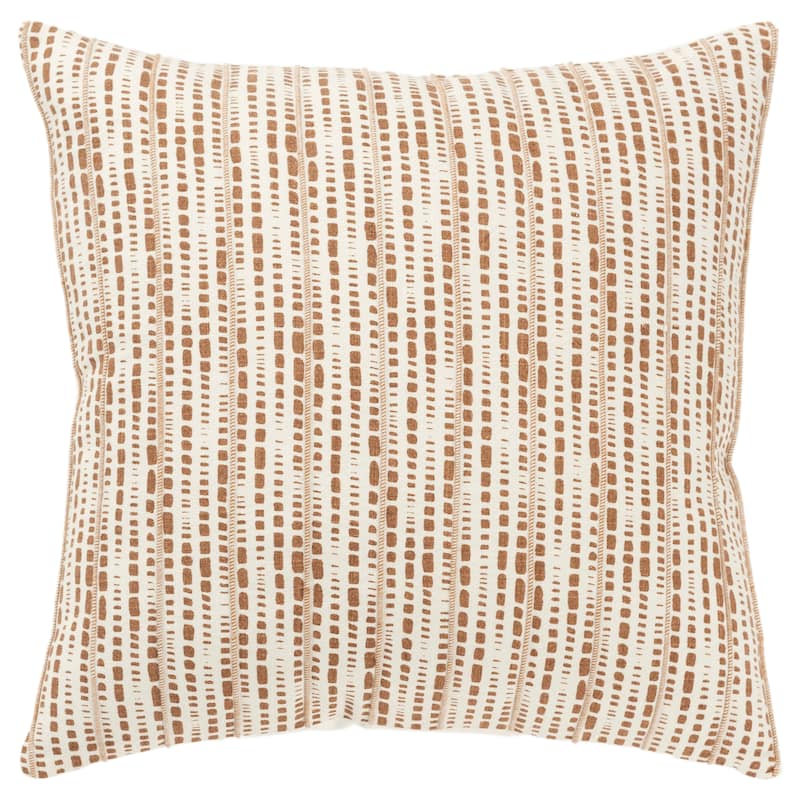 Rizzy Home Transitional Ivory Decorative Pillow Cover 20" x 20" - Ivory/Cocoa