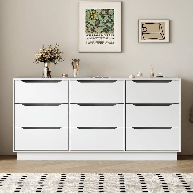9-Drawer Wooden Dresser for Bedroom with Deep Drawers, Large Floor Chest of Drawers