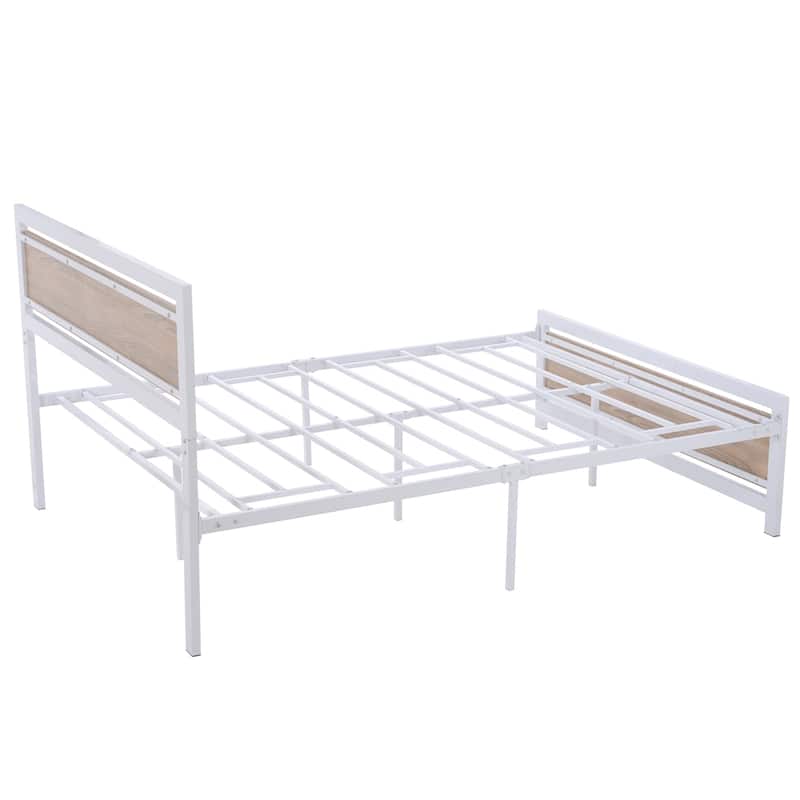 Metal and Wood Bed Frame Platform Bed