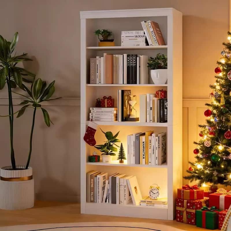 71 in 5 Tiers Tall Bookcase, Floor Standing Display Shelves for Bedroom - N/A