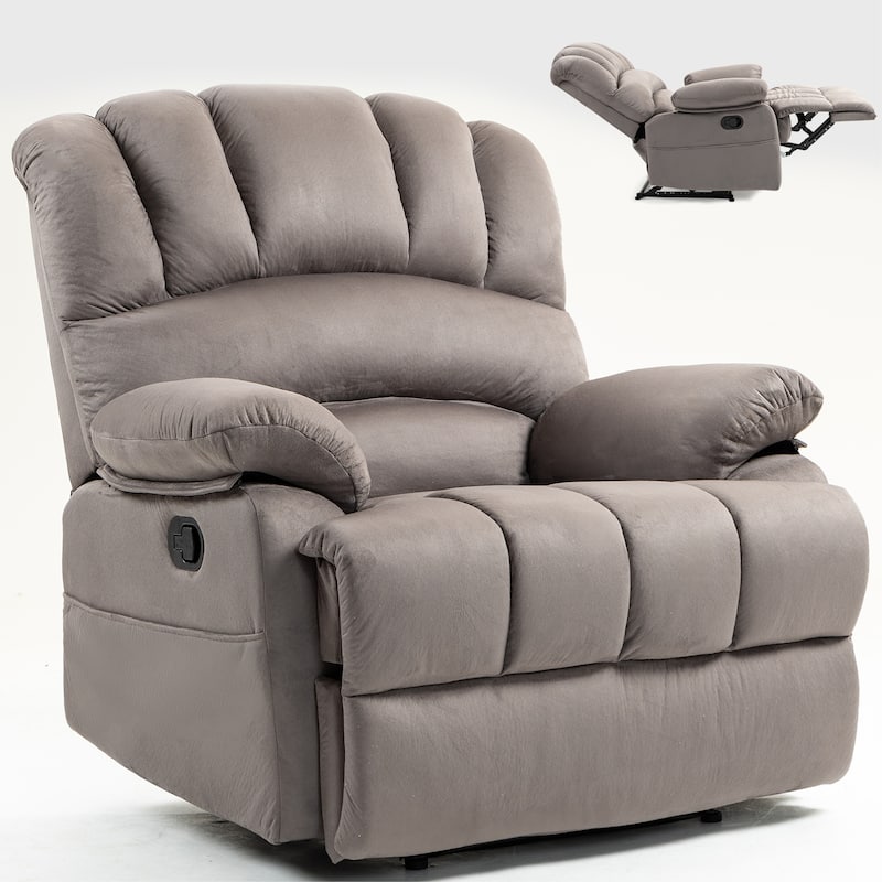 Brown Oversized Manual Recliner with 155° Recline, Easy Assembly, and Spacious Design for Living Room