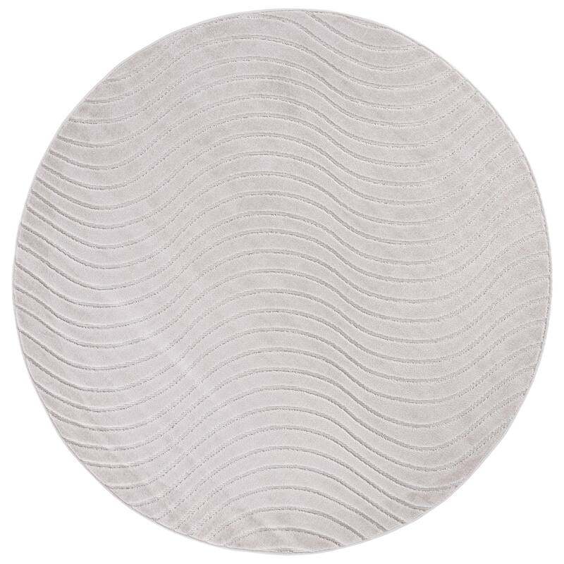 SAFAVIEH Stella John Washable Indoor/Outdoor Rug - Weather Resistant & Easy Cleaning - 6'7" Round - Ivory