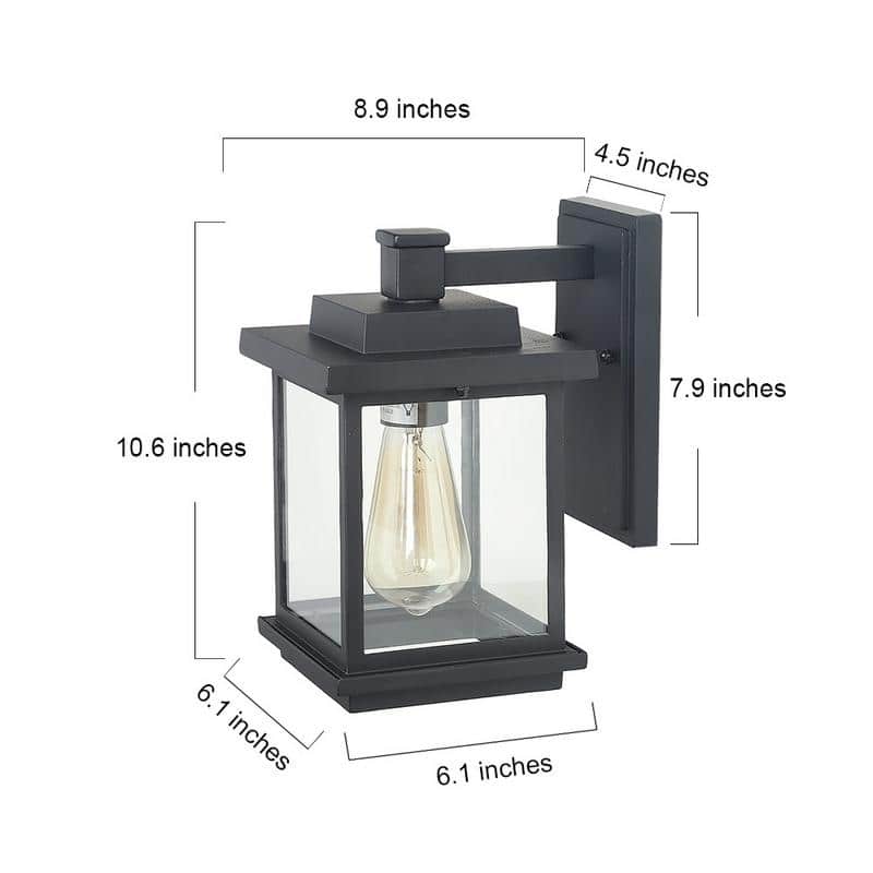 Modern Farmhouse Black 1-Light Outdoor Sconces Traditional Lantern Wall Light - L6.7 "X W9.1" X H11.8"