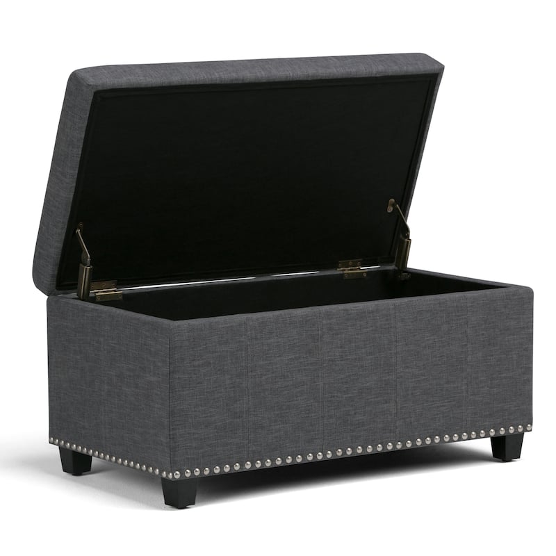 WYNDENHALL Megan 34 inch Wide Transitional Rectangle Storage Ottoman