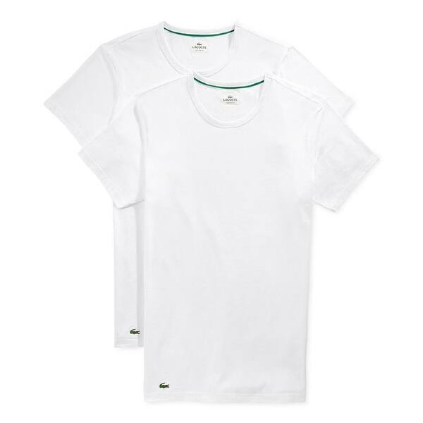 Shop Lacoste Men S White Cotton Crew Neck Short Sleeve Logo