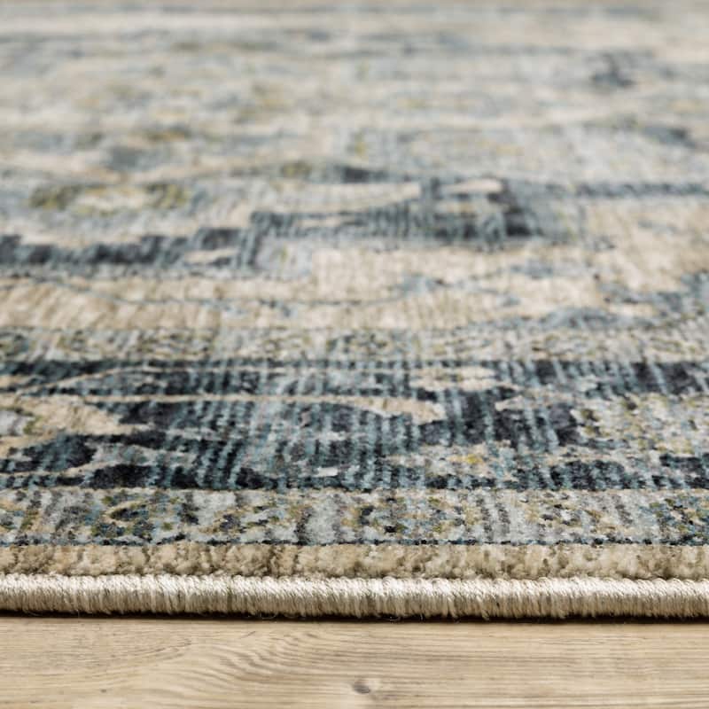 Style Haven Amelie Center Medallion Blue/ Tan Indoor Area Rug
