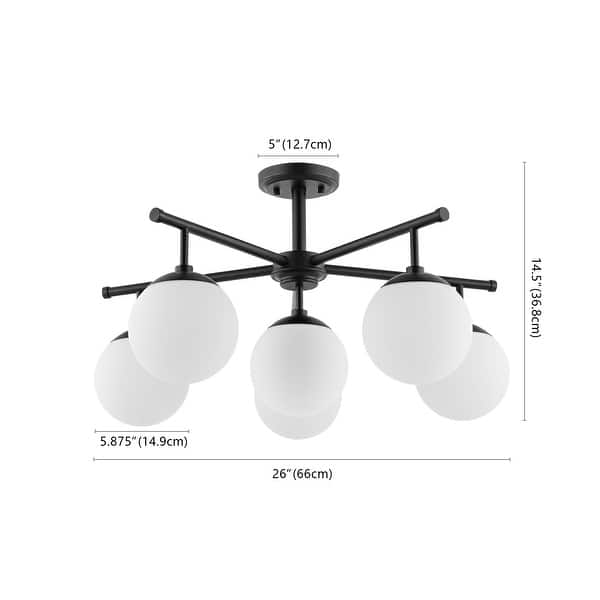 dimension image slide 1 of 3, SAFAVIEH Lighting Briette Flush Mount - 26" W x 26" D x 15" H