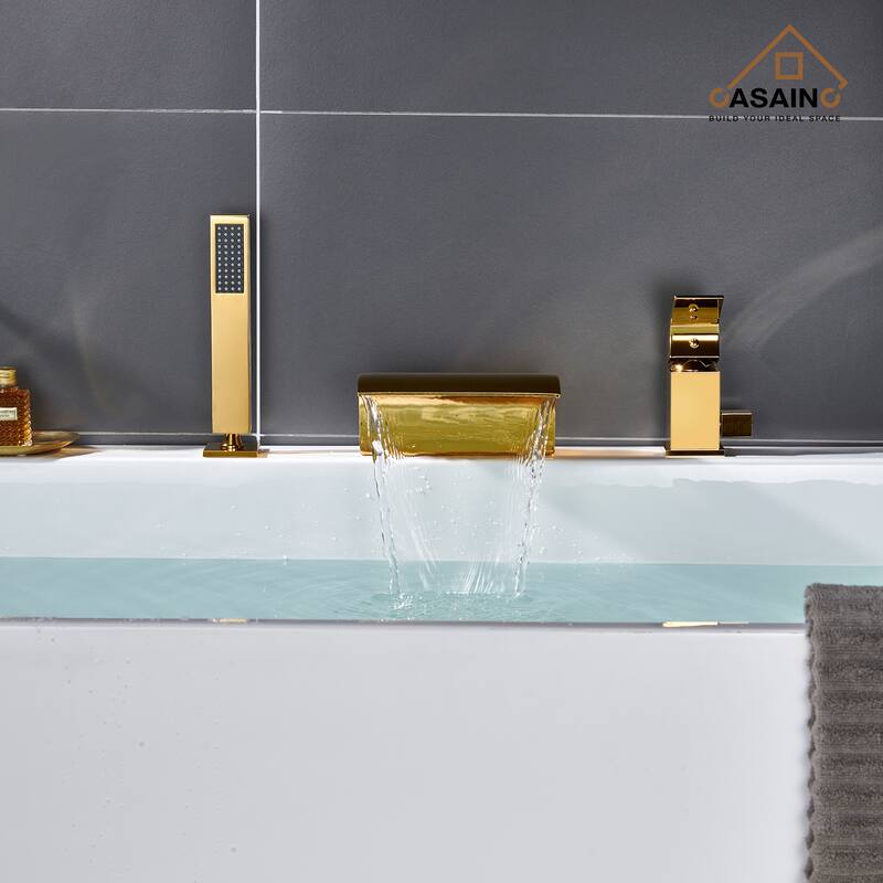 Single-Handle Tub-Mount Roman Tub Faucet with Hand Shower