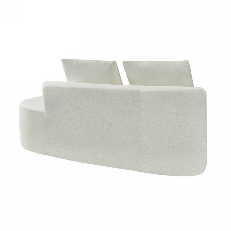 116" Pearl Upholstery Curved Sectional Sofa with Chaise Lounge, High-Density Compressed Sponge Design
