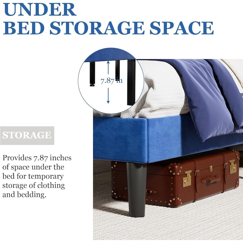 Javlergo Upholstered Beds With Diamond Tufted Headboard, Platform Bed Frame,