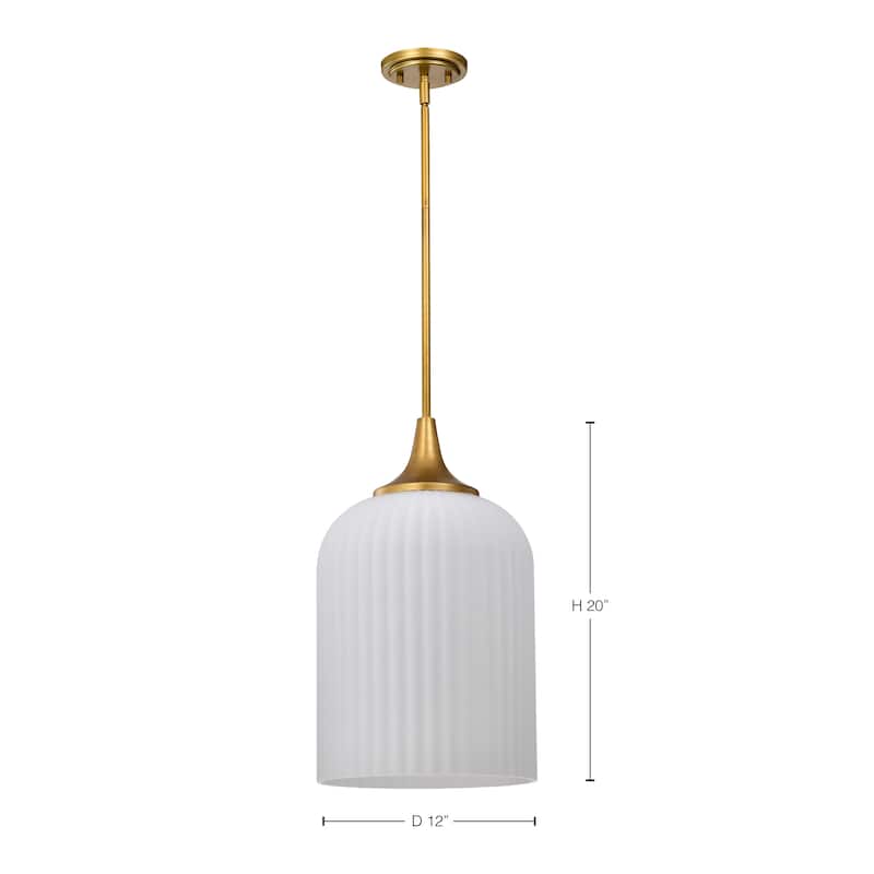 Solara Pendant Natural Brass Finish Frosted Ribbed Glass - Natural Brass