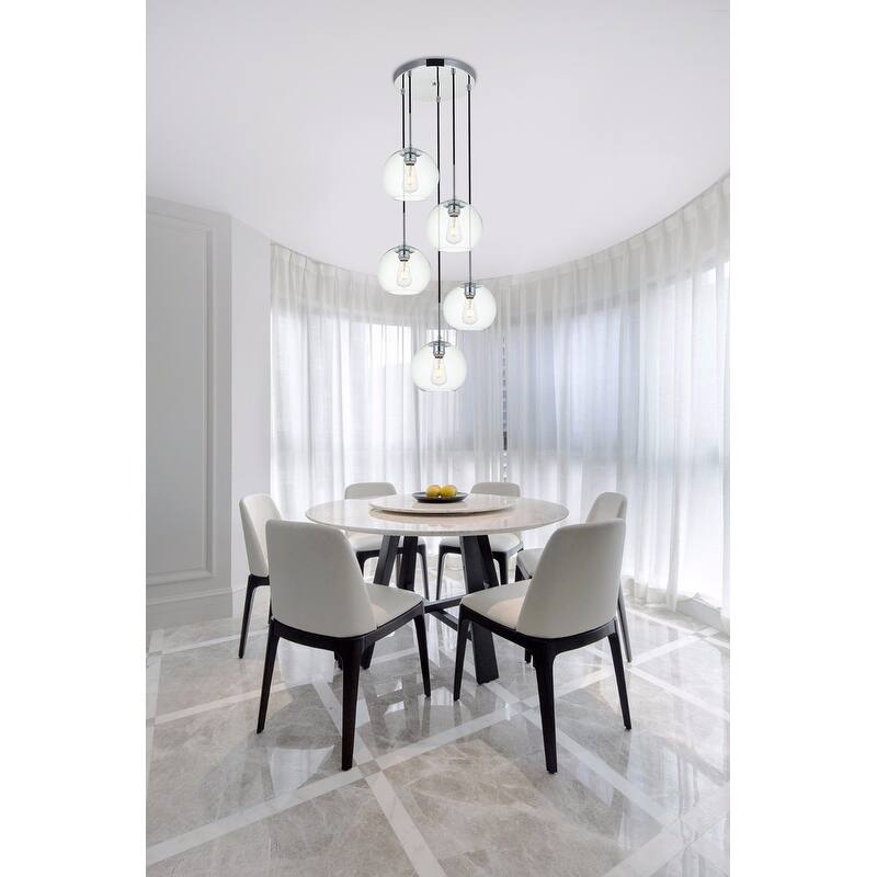 Mid-century Modern Clear Glass 5-light Pendant