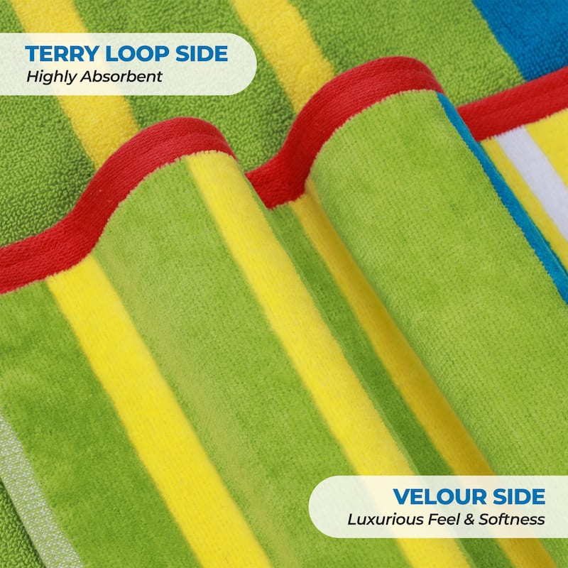 Superior Mira Striped Cotton Velour Terry Large Oversized Beach Towel
