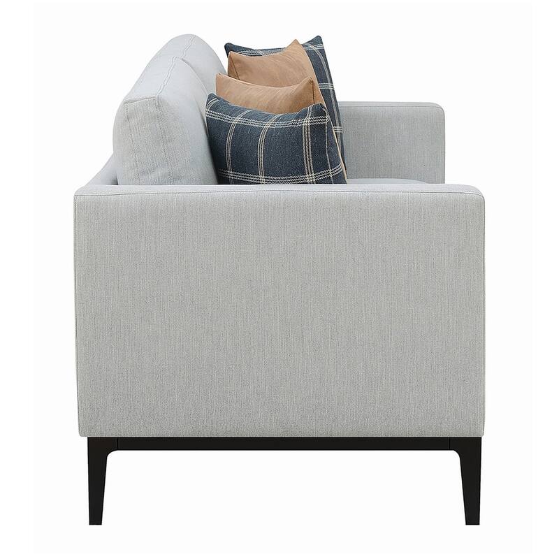 Upholstered Sofa with Metal Base in Light Grey and Black