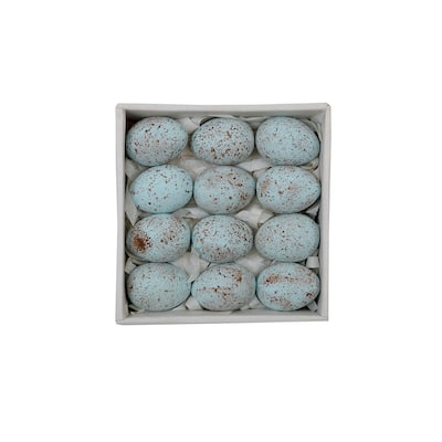 Boxed Set of 12 Blue Speckled Ceramic Robin Eggs