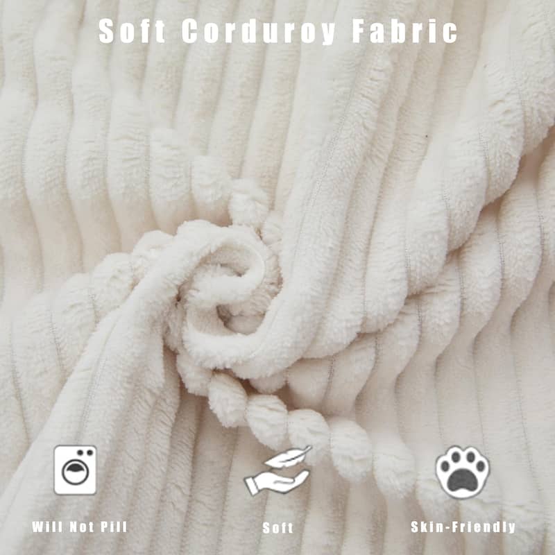 Convertible Corduroy Sleeper Loveseat Sofa Bed 3 Seater Floor Folding Couch with 5 Pillows, Cup Holders and Side Pockets