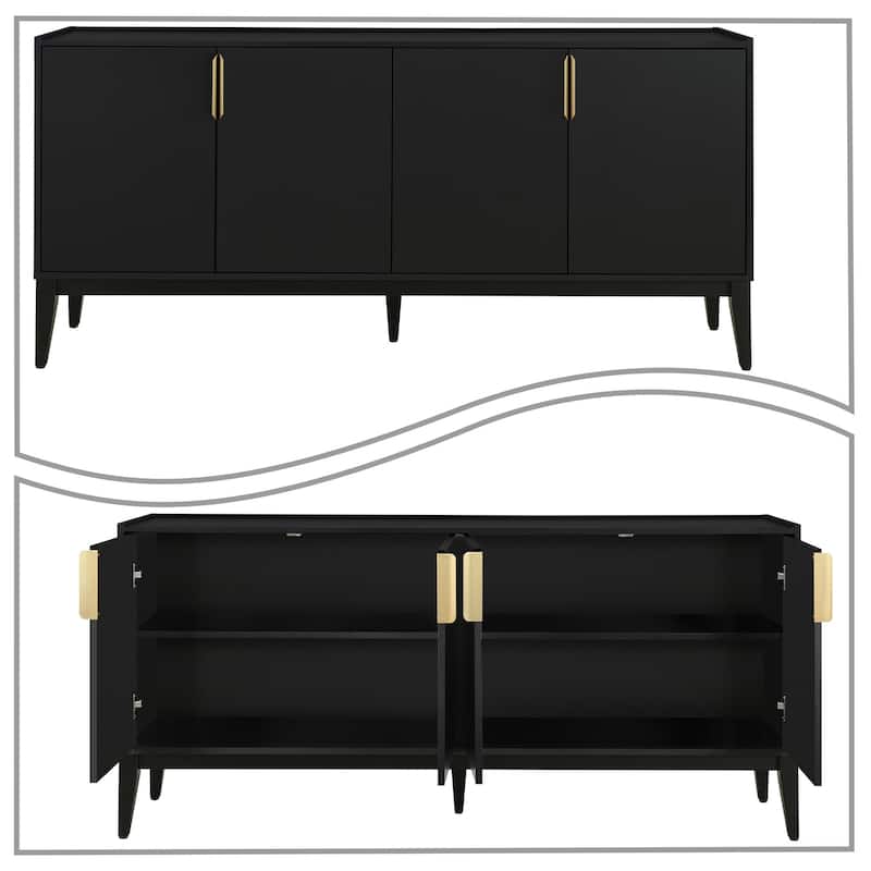 Classic Wooden Sideboard with Solid Rubberwood Legs