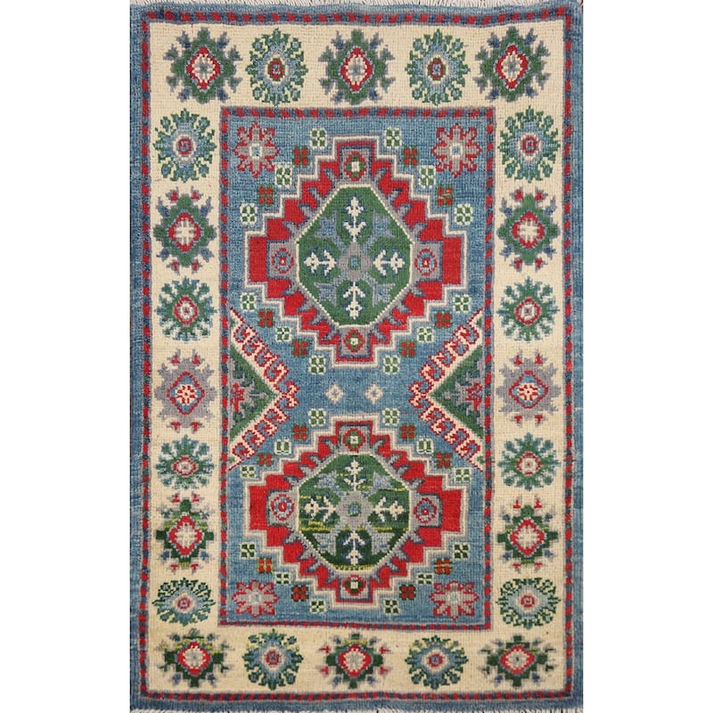 Blue Kazak Oriental Foyer Rug Handmade Wool Carpet - 2'0" x 3'0"