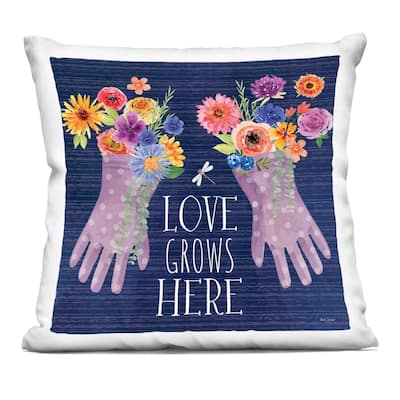 Stupell Love Grows Here Gardening Gloves Decorative Printed Throw Pillow Design by Nicole DeCamp