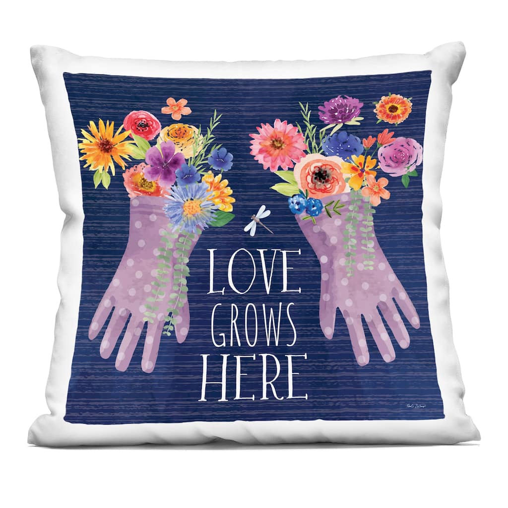 Stupell Love Grows Here Gardening Gloves Decorative Printed Throw Pillow Design by Nicole DeCamp