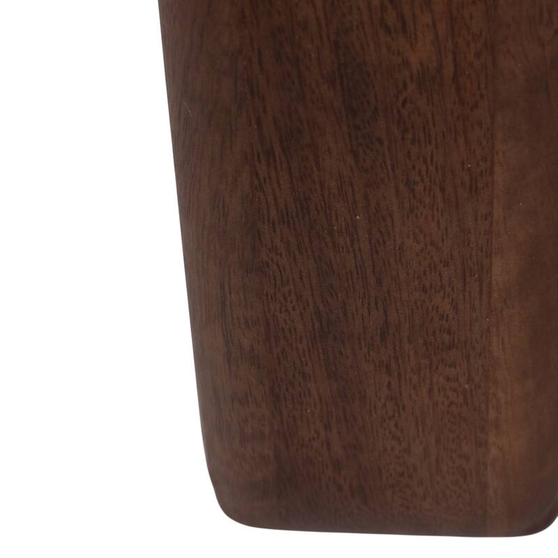 Square Stone Top Accent Side Table with Wood Base - 21", Tan & Brown - 21.0"