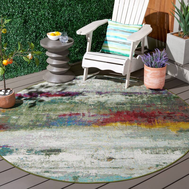 SAFAVIEH Barbados Gulbeyaz Modern Waterproof Patio Backyard Rug