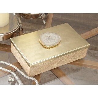 Rectangular Gold Wood and Metal Keepsake Box 10 x 6 x 3 - Bed Bath ...